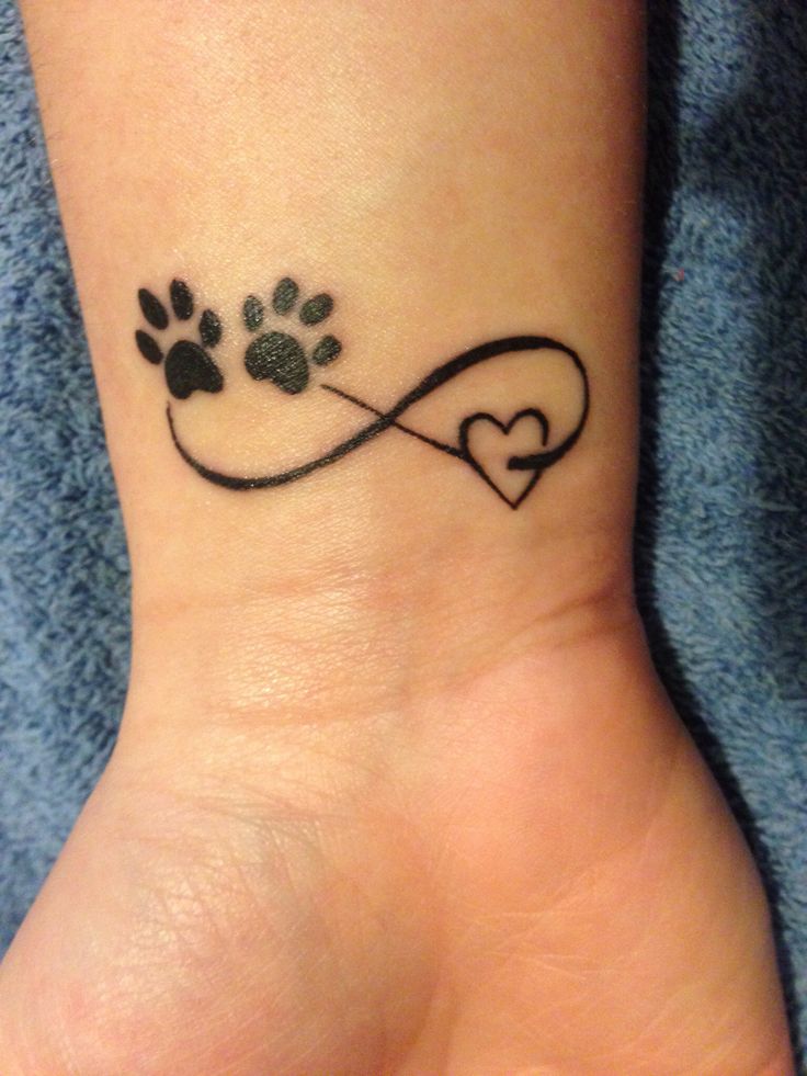 Paw and heart shape tattoo