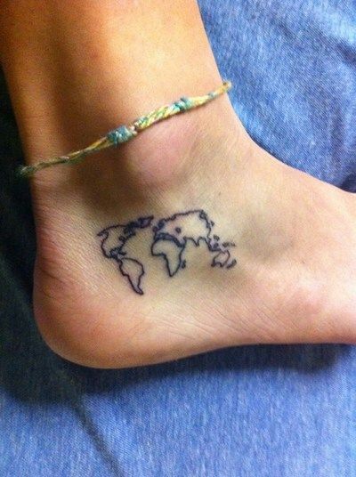 Map tattoo on ankle