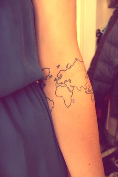 Map tattoo on hand