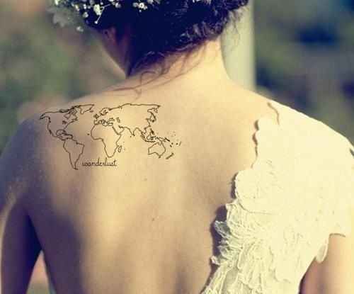 Map tattoo on shoulder