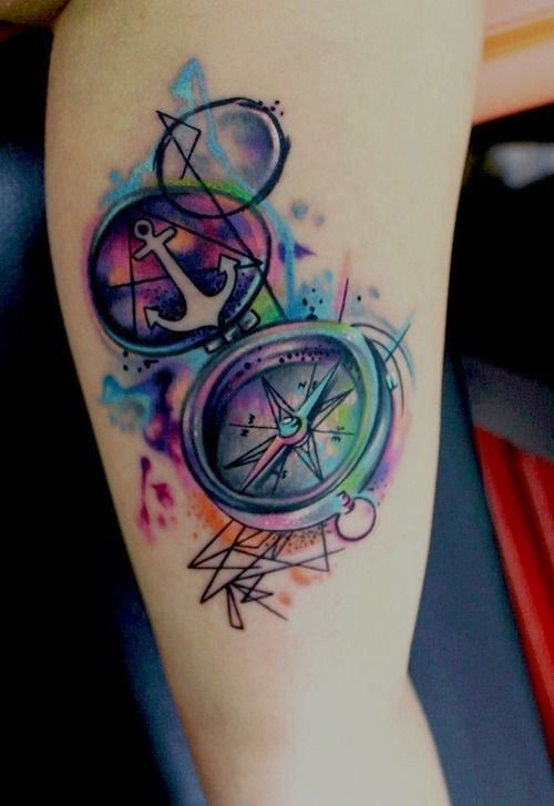 Watercolor travel tattoo