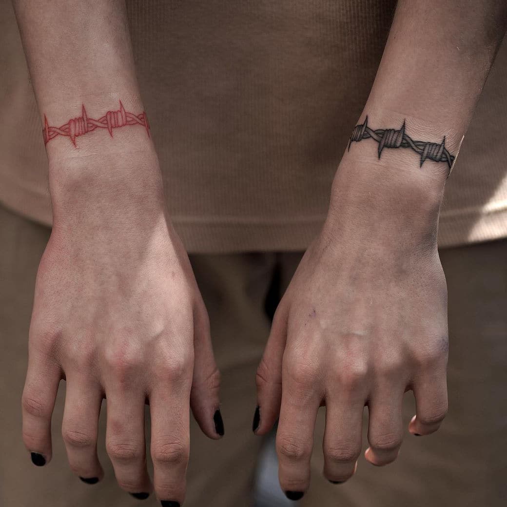 Barbed wire armband tattoo