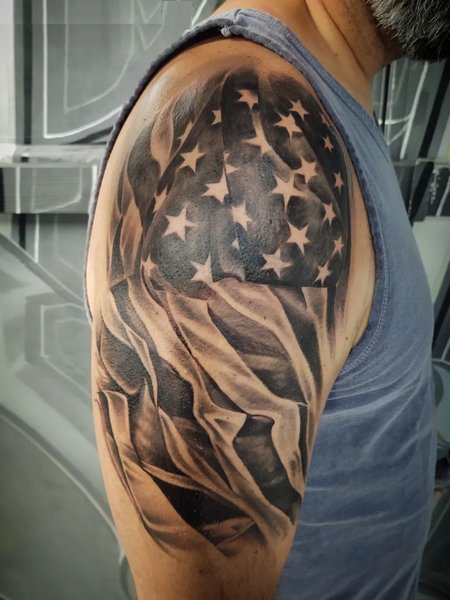 American Flag Half Sleeve Tattoo