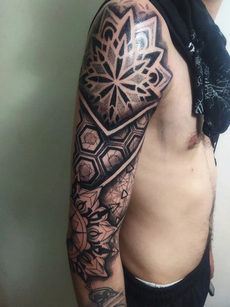 Geometric Half Sleeve Tattoo