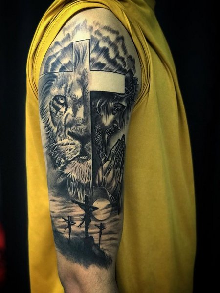 Jesus Half Sleeve Tattoo
