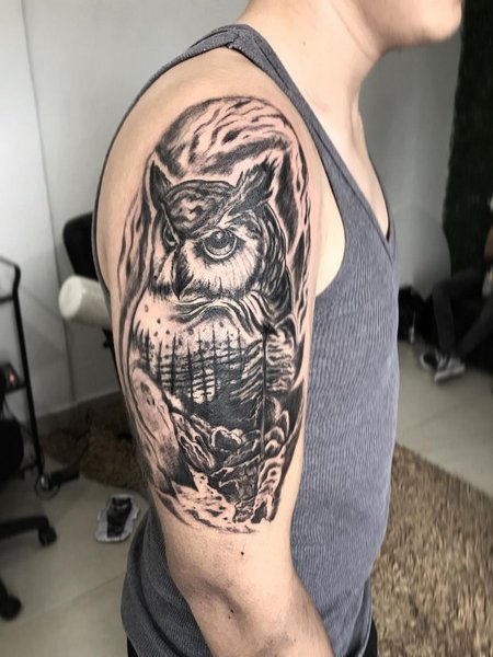 Owl Half Sleeve Tattoo