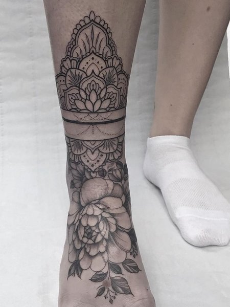 Mandala Ankle Tattoo