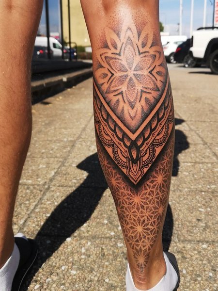 Mandala Calf Tattoo