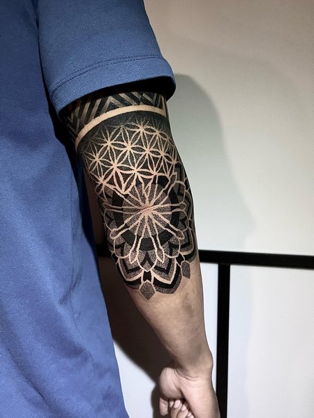 Mandala Elbow Tattoo