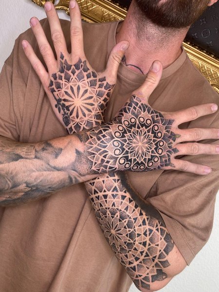 Mandala Hand Tattoo Mens