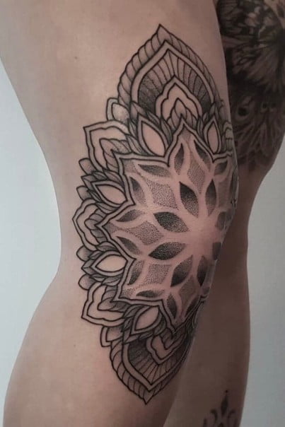 Mandala Knee Tattoo 1