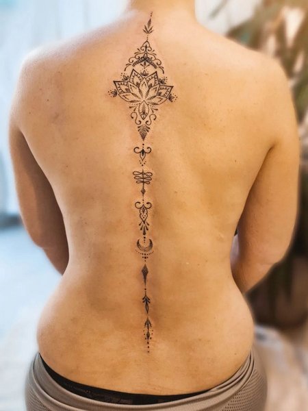 Mandala Spine Tattoo