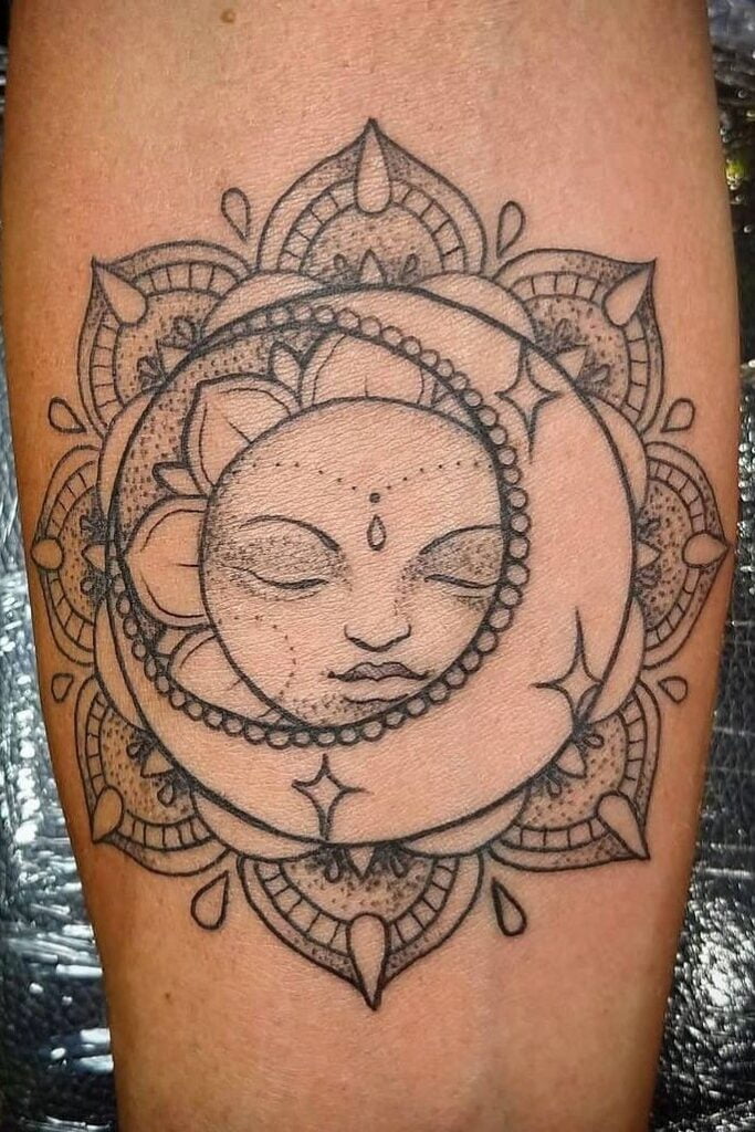 Mandala Sun and Moon Tattoo 1