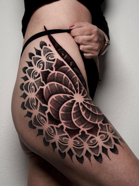 Mandala Thigh Tattoo