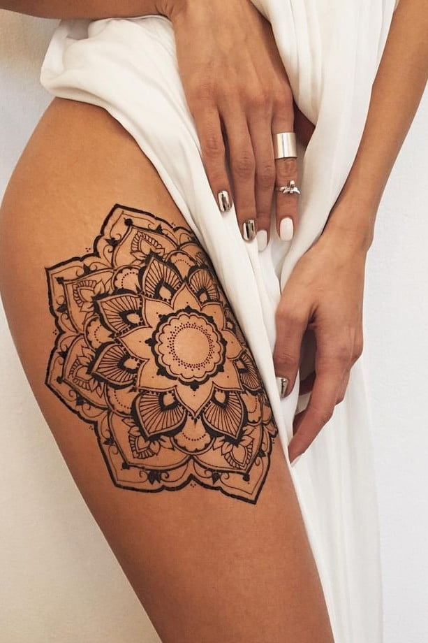 Mandala Thigh Tattoo