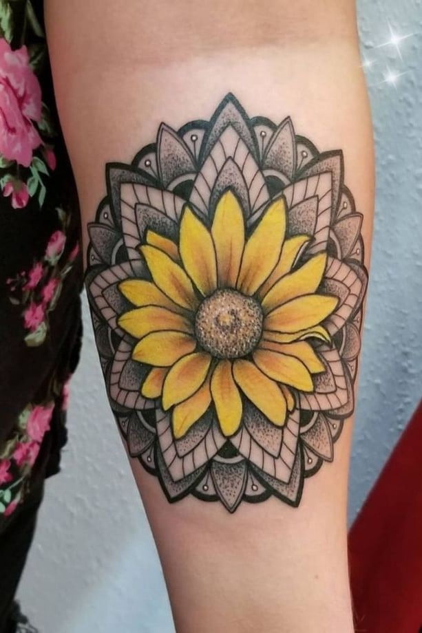 Sunflower Mandala Tattoo 1