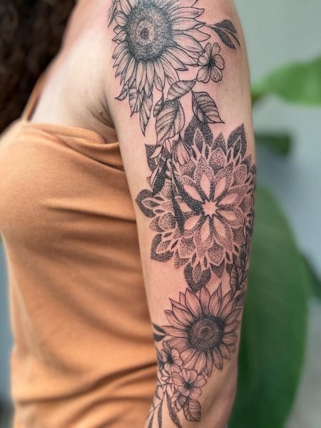 Sunflower Mandala Tattoo