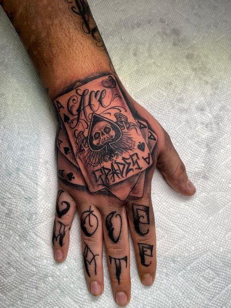 Ace Of Spades Hand Tattoo