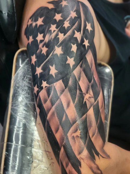 American Flag Black Tattoo
