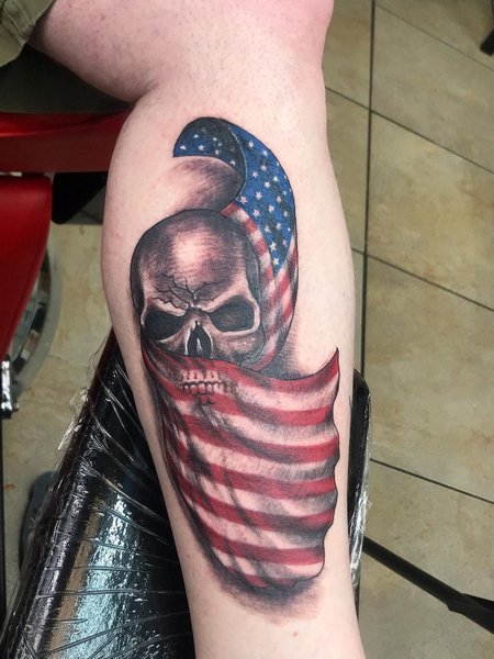 American Flag Leg Tattoo