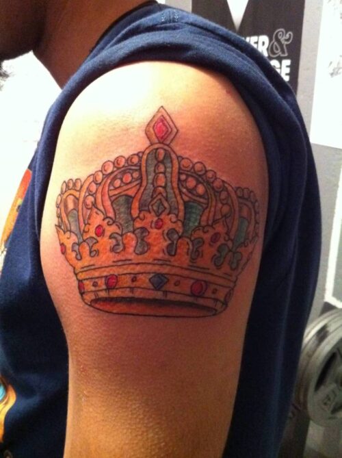 American Traditional Crown Tattoo