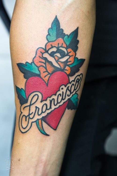 American Traditional Lettering Tattoo