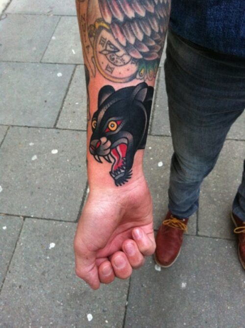 American Traditional Panther Tattoo