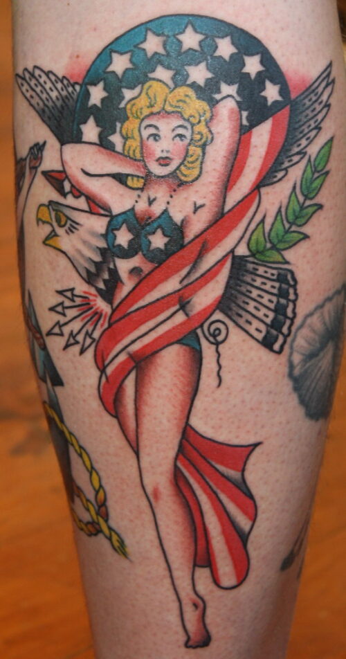 American Traditional Pin Up Tattoo