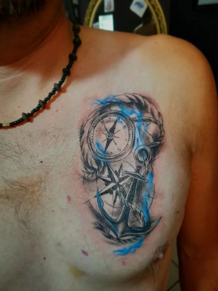 Anchor Chest Tattoo