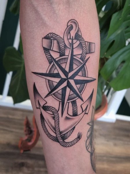 Anchor Compass Tattoo