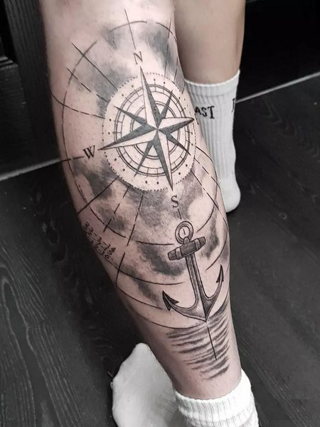 Anchor Leg Tattoo