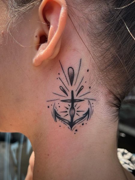 Anchor Neck Tattoo