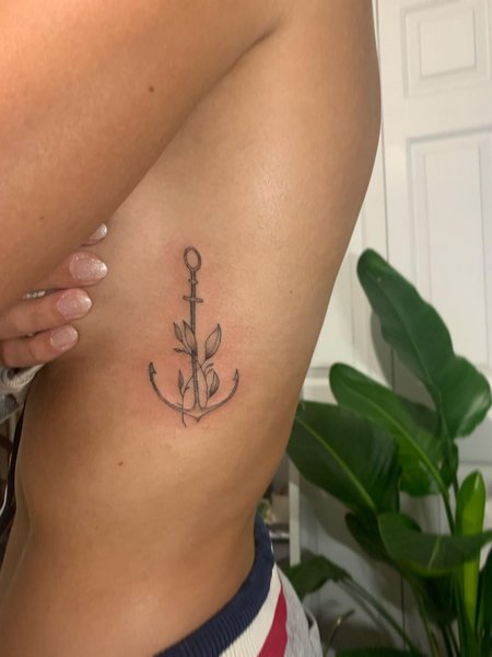 Anchor Rib Cage Tattoo