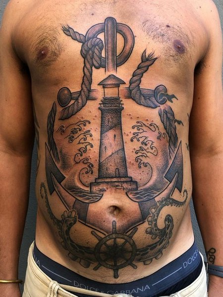 Anchor Stomact Tattoo