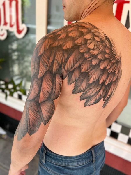 Angel Wing Tattoo On Shoulder