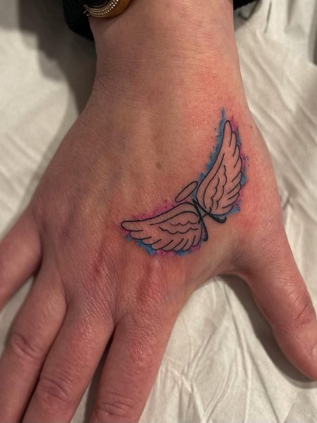 Angel Wings Tattoo On Hand
