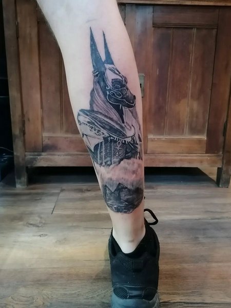 Anubis Leg Tattoo