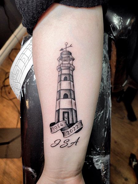 Arm Lighthouse Tattoo