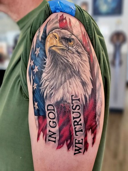 Bald Eagle American Flag Tattoo