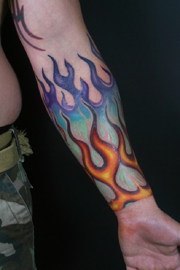 Watercolor Flame Tattoo