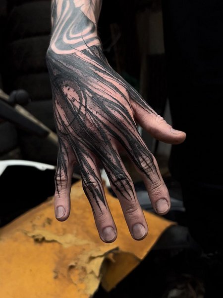 Blackwork Hand Tattoo