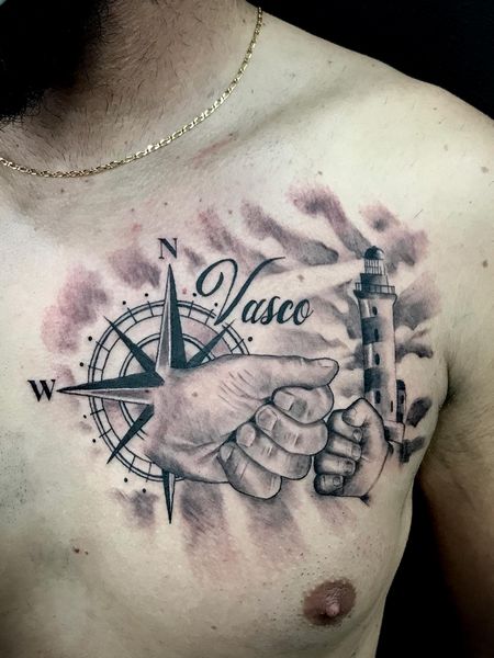 Chest Lighthouse Tattoo