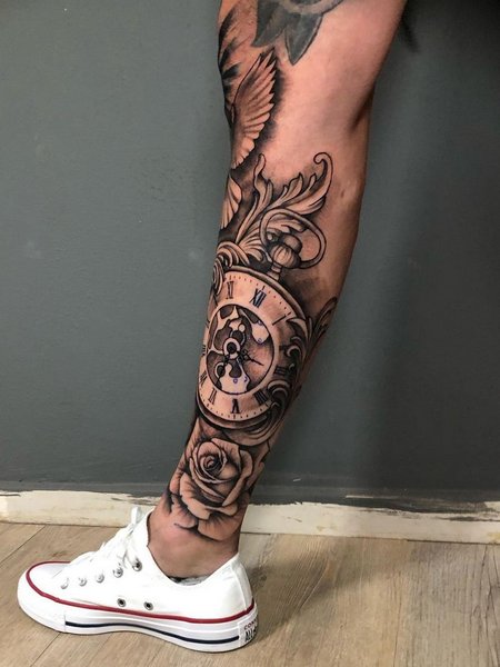 Clock Leg Tattoo