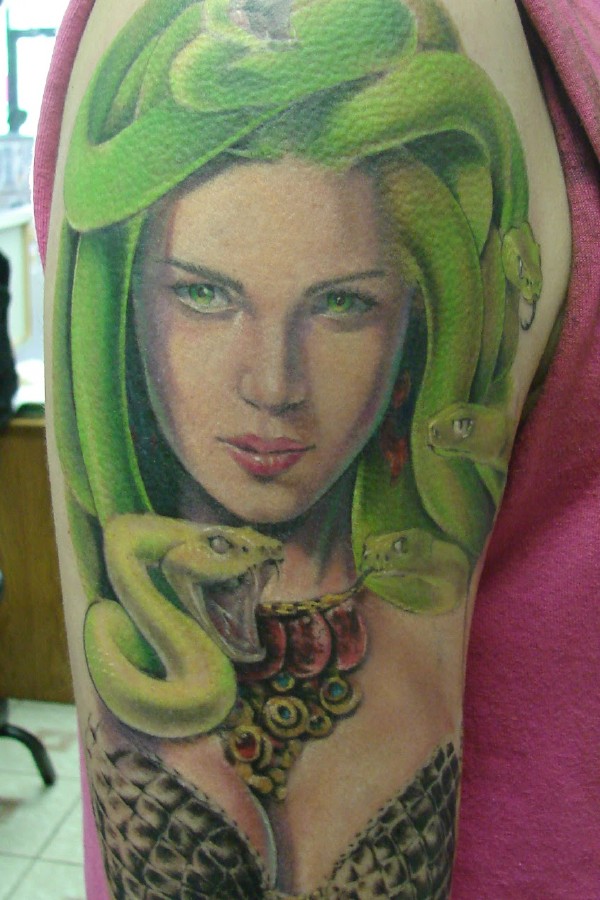Colored Medusa Tattoo Sleeve