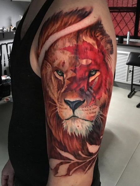 Colorful Lion Tattoo