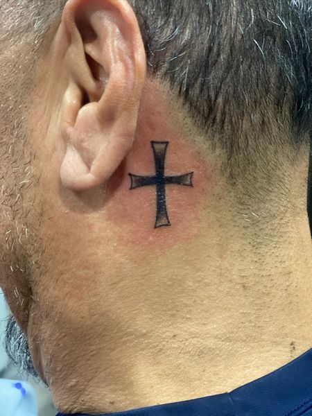 Cross Neck Tattoo