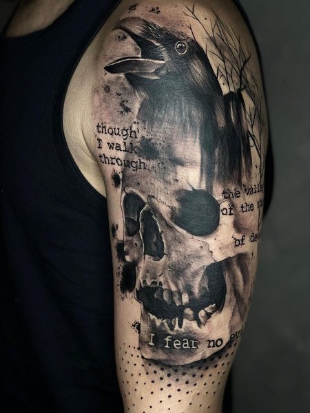 Crow And Skull Tattoo