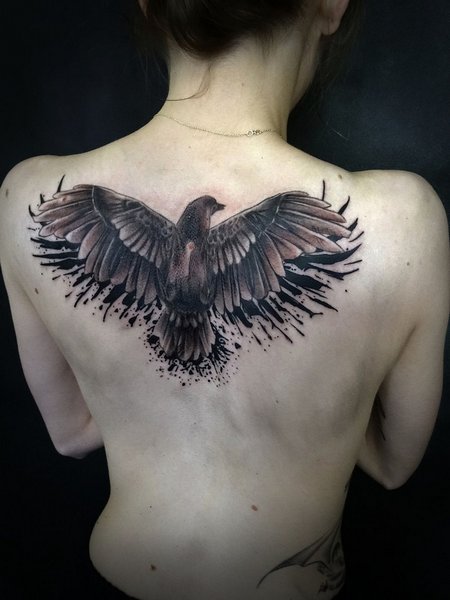 Crow Back Tattoo