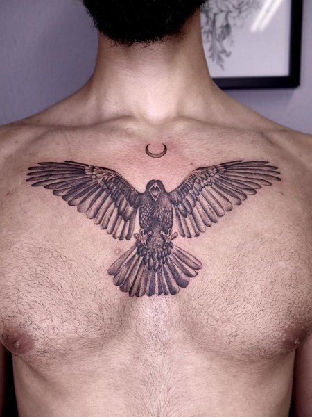 Crow Chest Tattoo