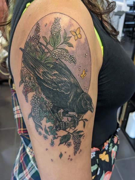 Crow Half Sleeve Tattoo